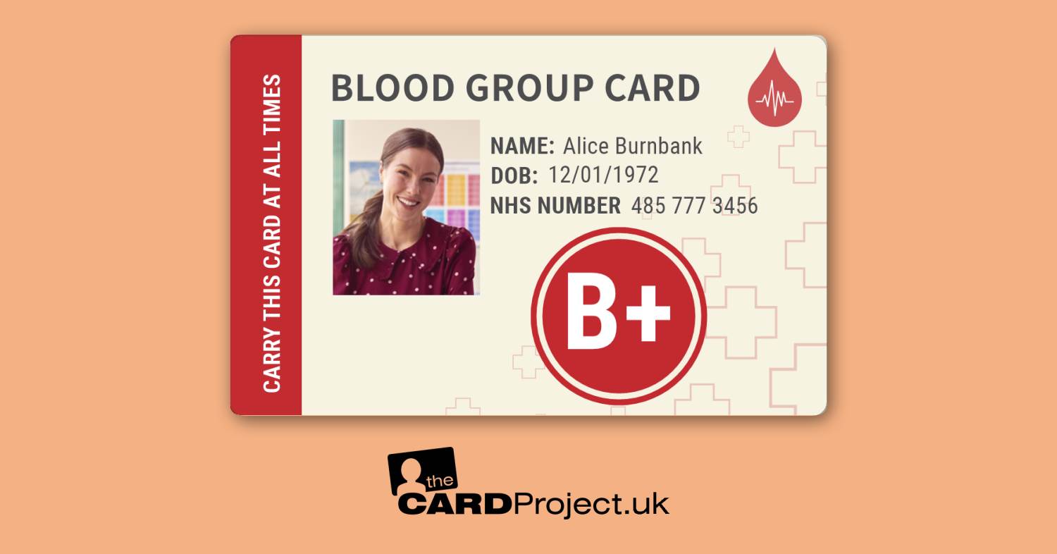UK Blood Group Photo ID Card Design 4 (FRONT)